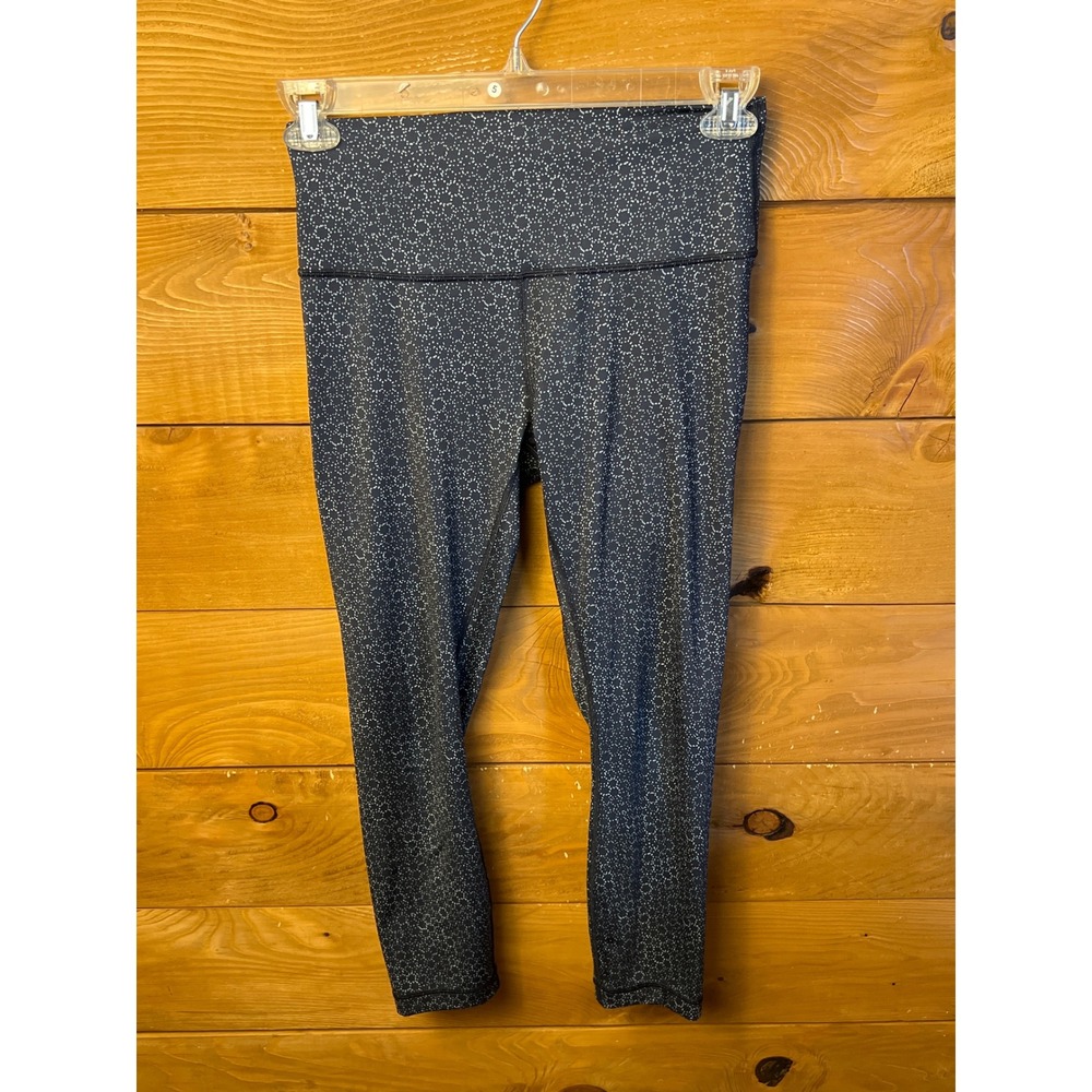 Lululemon Align Crop Leggings Black White Pattern Size 8 High Rise Workout Athle